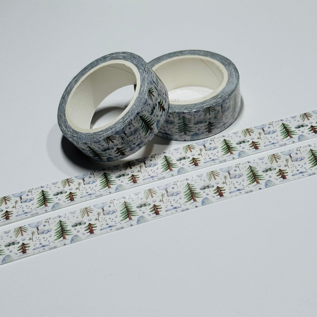 WINTER TERRAIN TREE CLUSTERS Washi Tape ~ 1 Roll ~ 15mm x 10m (33 Feet)