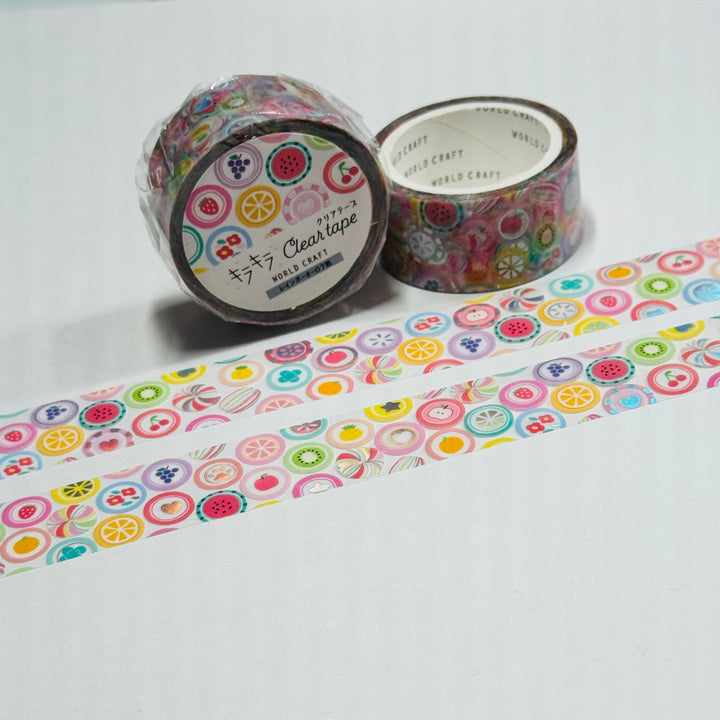 FRUIT FLAVORED Candy Slices World Craft PET Washi Tape ~ 1 Roll ~ 20mm x 5m (16 Feet) ~ 1 Roll ~ 20mm x 5m (16 Feet)