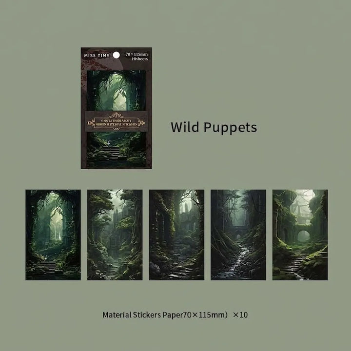 WILD PUPPETS GOTHIC CASTLE Laser Prism Large Rectangle Peelable Stickers ~ 10 Pieces ~ Each Sticker is 70-115mm