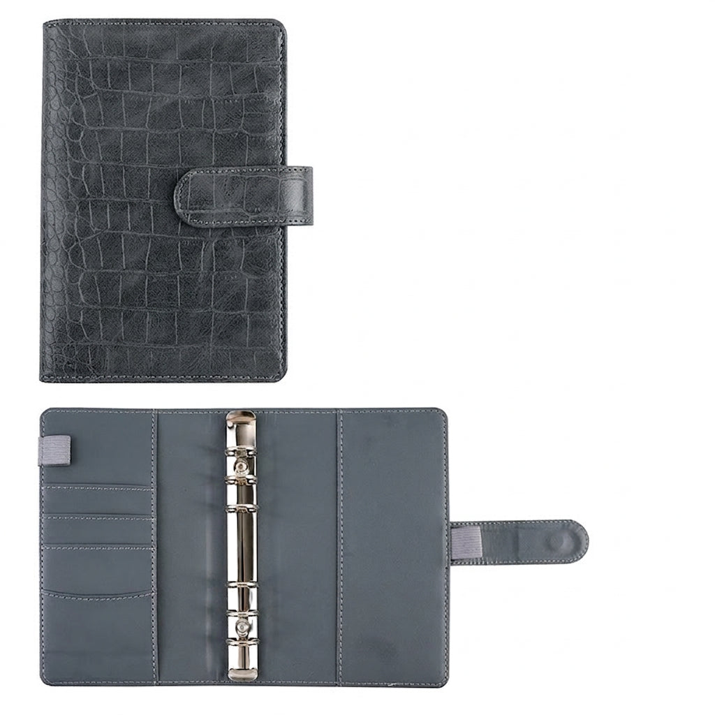CROCODILE PU LEATHER A6 Budget Binder Planner Various Colors