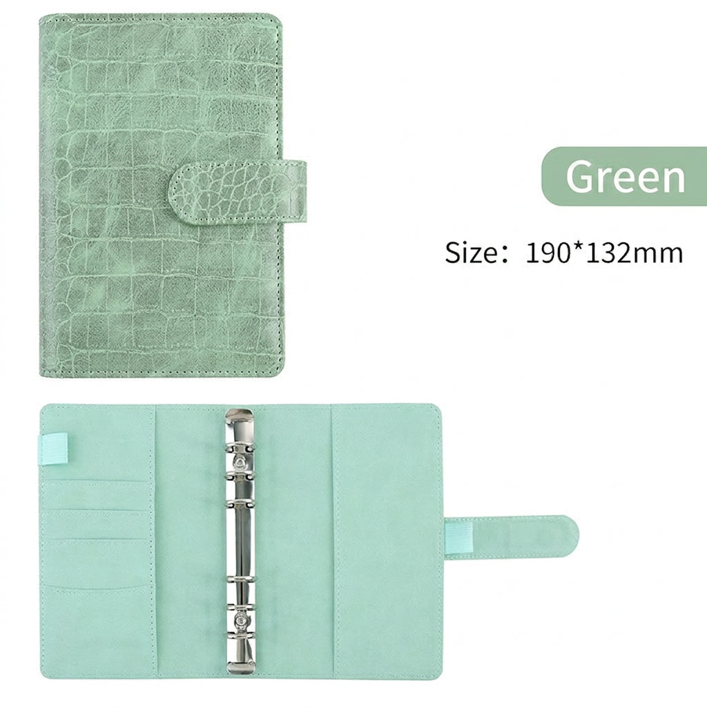 CROCODILE PU LEATHER A6 Budget Binder Planner Various Colors