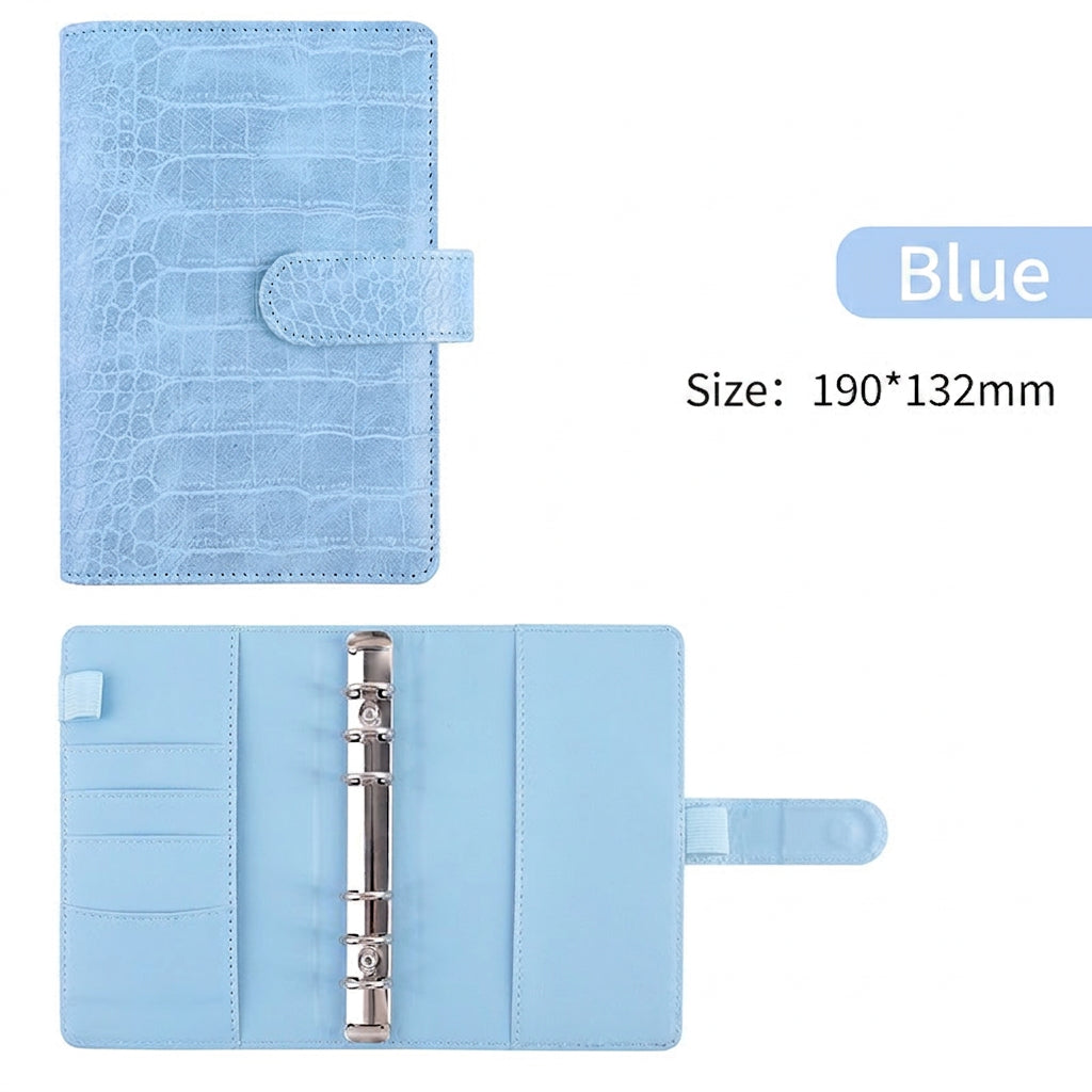 CROCODILE PU LEATHER A6 Budget Binder Planner Various Colors