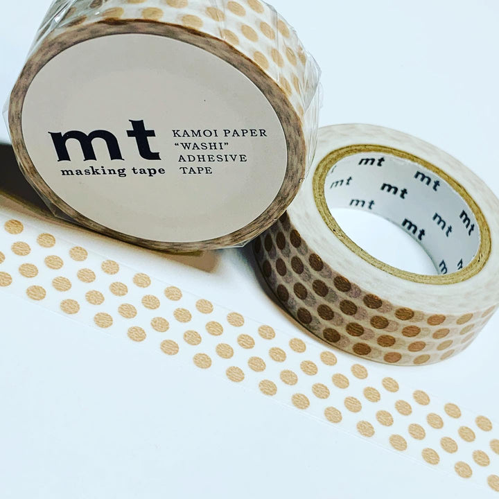 MILK TEA NEUTRAL Polka Dots Mt Washi Tape ~ 1 Roll ~ 15mm x 10m (33 Feet)