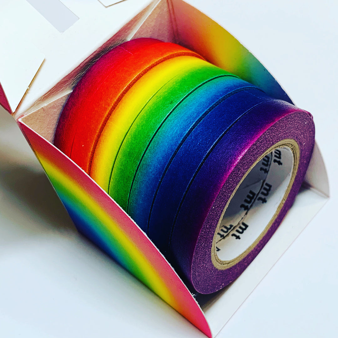 THIN RAINBOW ROYGBIV Complete Set Mt Washi Tape ~ 7 Rolls ~ 6mm x 7m (23 Feet Each Roll)