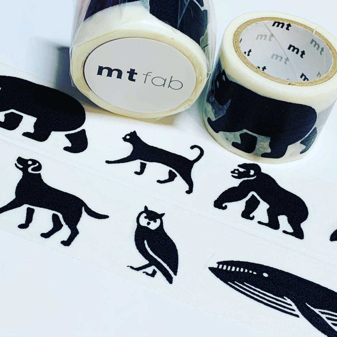 SILHOUETTE BLACK & WHITE Animal Screen Print Mt Washi Tape ~ 1 Roll ~ 26mm x 3m (10 Feet)