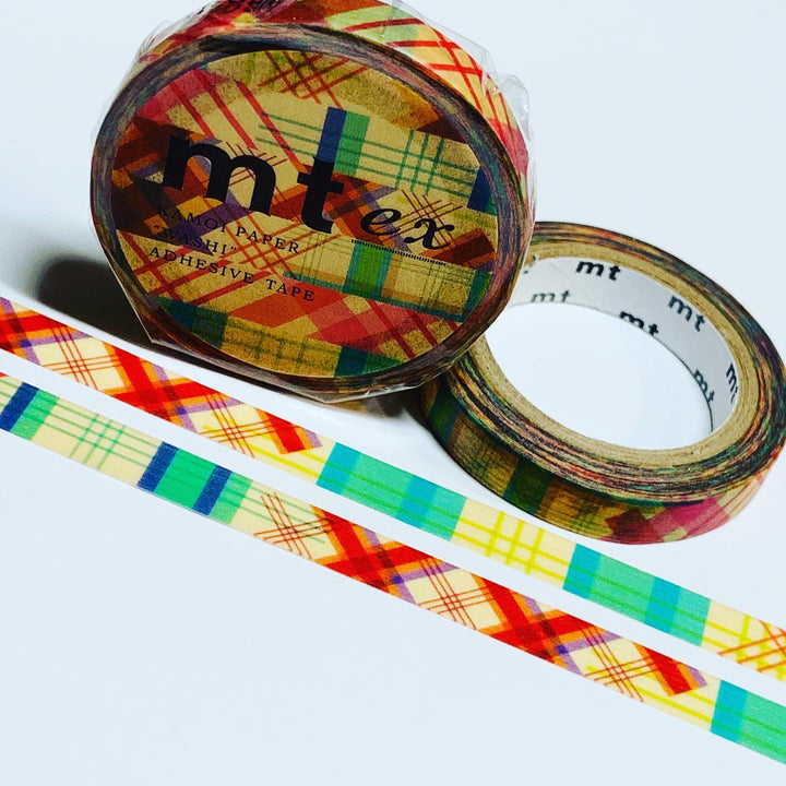 PATCHWORK PLAID THIN Mt Washi Tape ~ 1 Roll ~ 7mm x 7m (23 Feet)