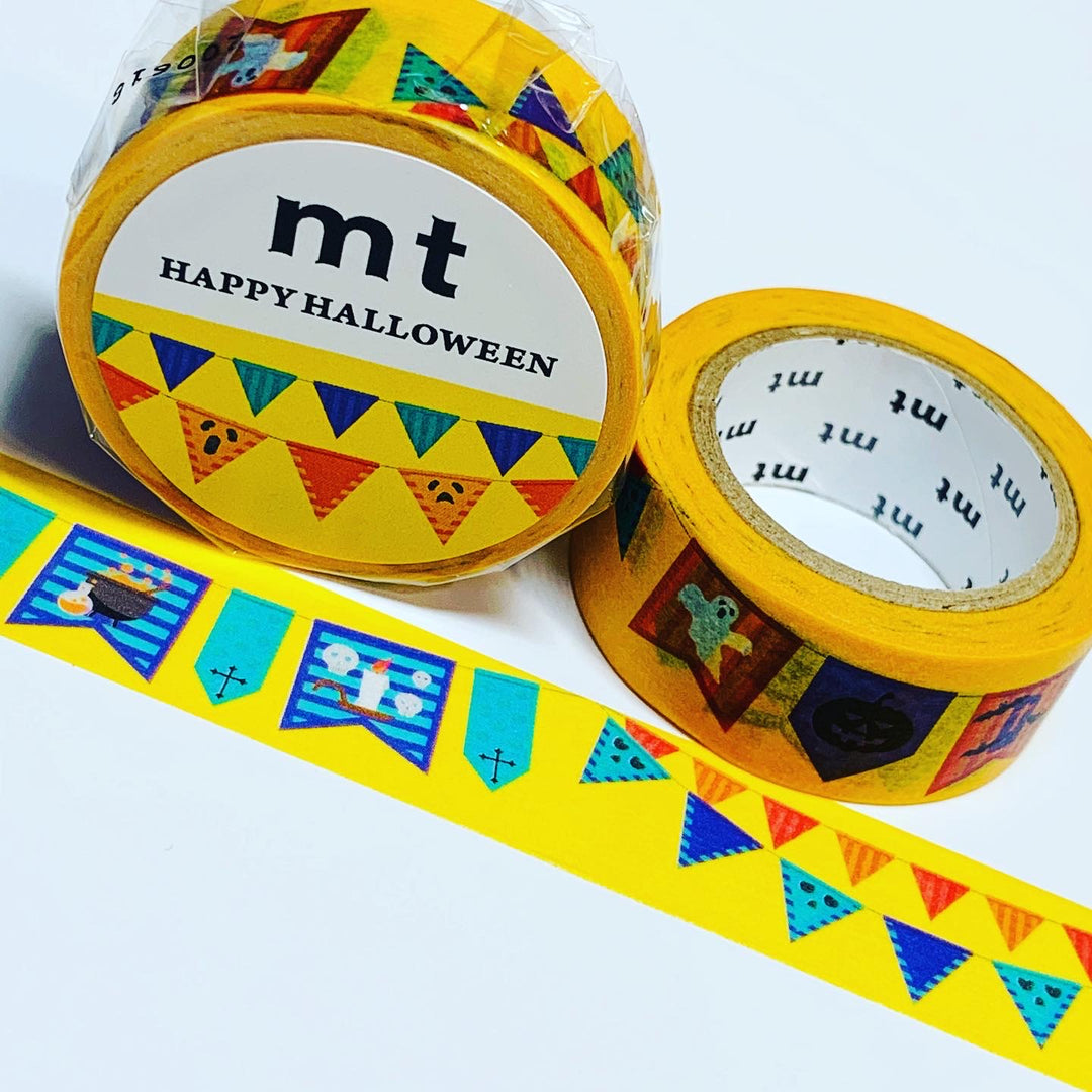 HALLOWEEN BANNER FLAGS Mt Washi Tape ~ 1 Roll ~ 18mm x 7m (23 Feet)