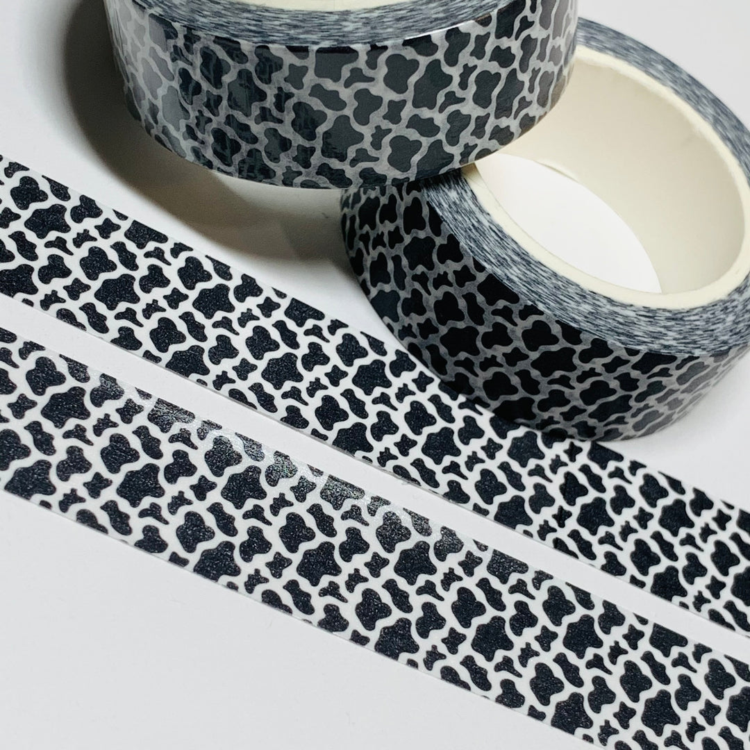 BLACK & WHITE COW Animal Print Washi Tape ~ 1 Roll ~ 15mm x 10m (33 Feet)