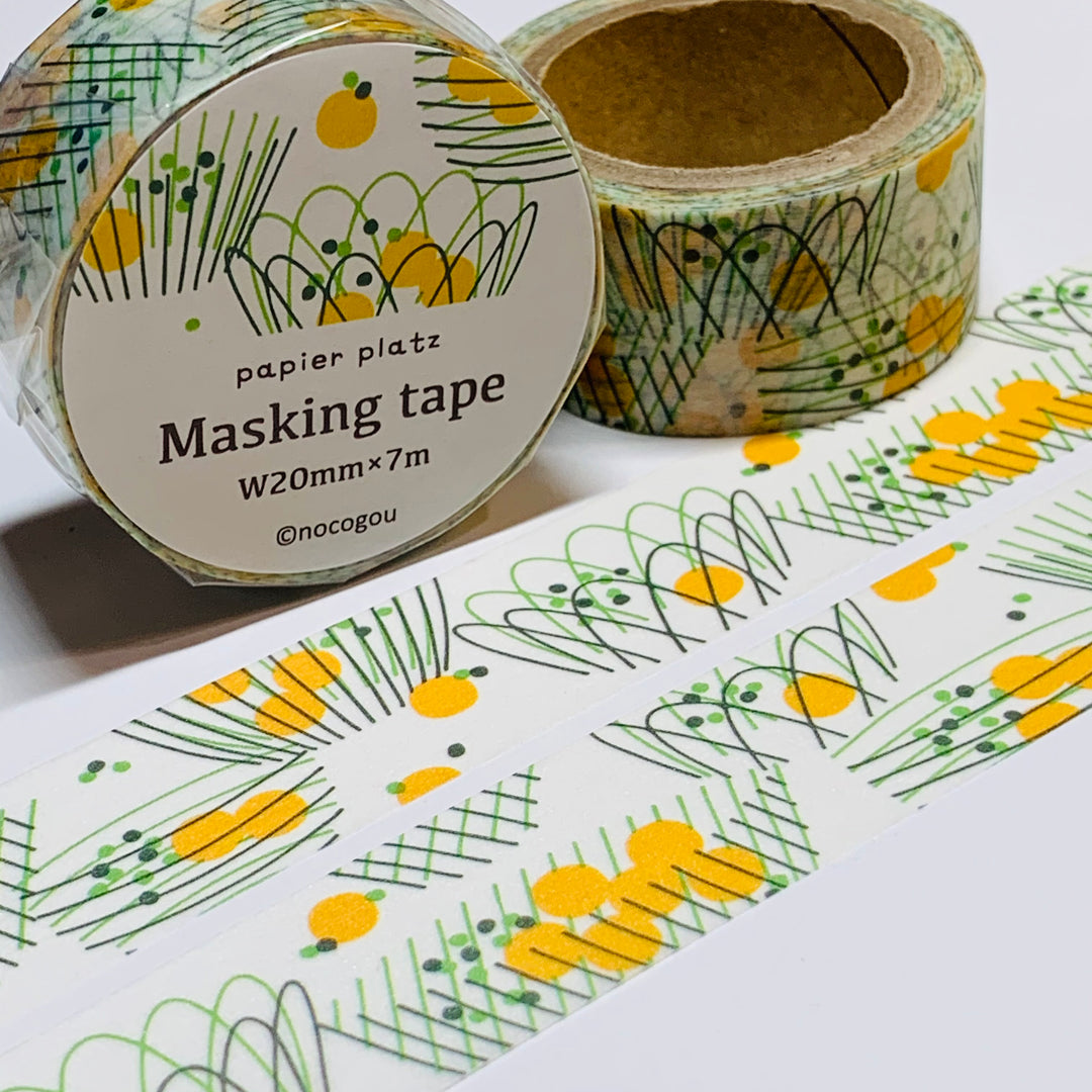 GREEN WIRE BASKETS Washi Tape Designed by Nocogou For Papier Platz ~ 1 Roll ~ 20mm x 7m (23 Feet)