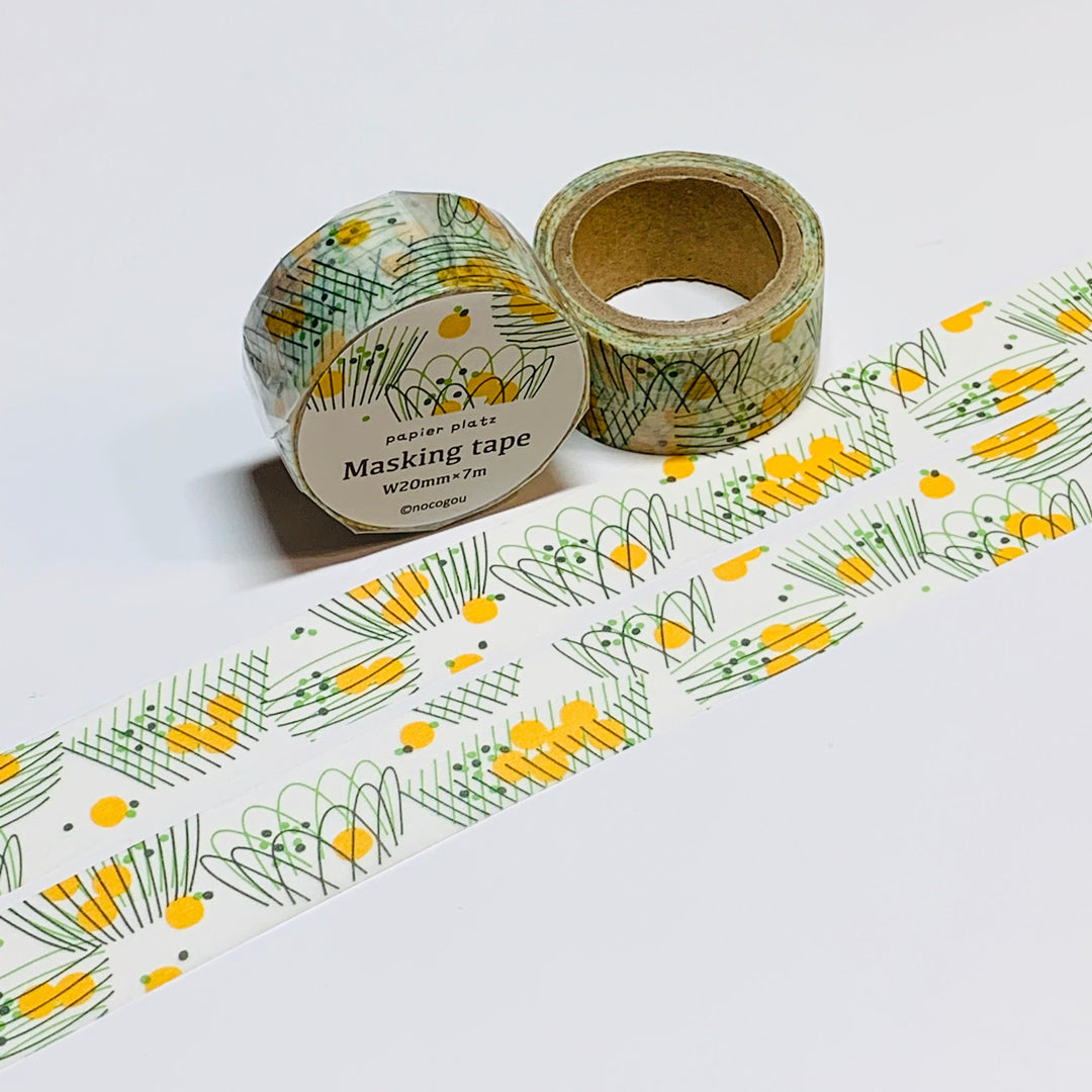 GREEN WIRE BASKETS Washi Tape Designed by Nocogou For Papier Platz ~ 1 Roll ~ 20mm x 7m (23 Feet)