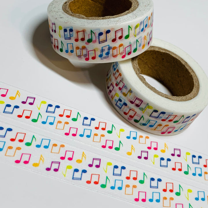 MINI RAINBOW MUSICAL Notes Washi Tape ~ 1 Roll ~ 15mm x 10m (33 Feet)