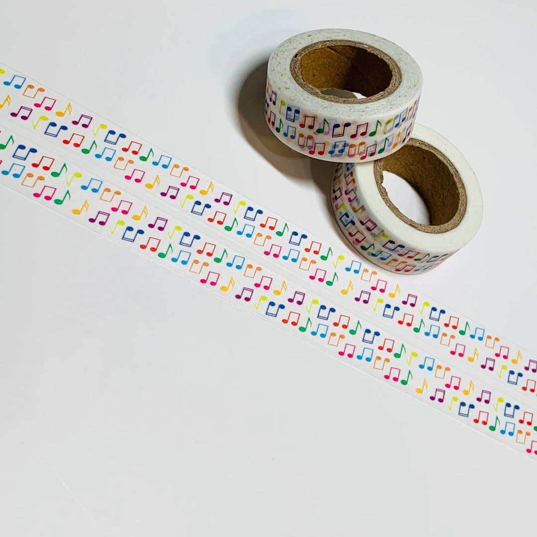 MINI RAINBOW MUSICAL Notes Washi Tape ~ 1 Roll ~ 15mm x 10m (33 Feet)