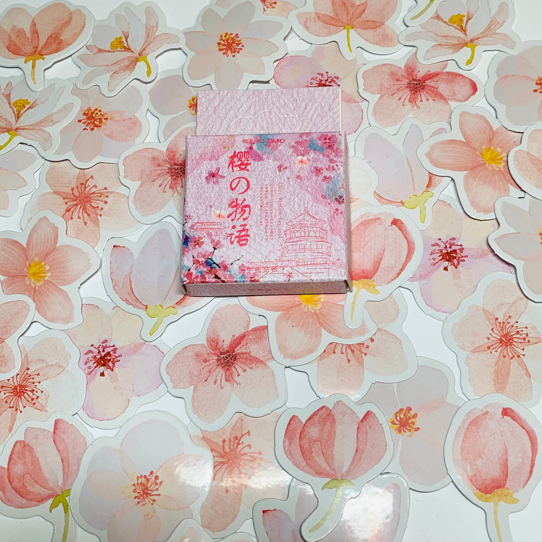 CHERRY BLOSSOM FESTIVAL Peelable Stickers  ~ 45 Pieces ~ Each Sticker is Approximately 38mm