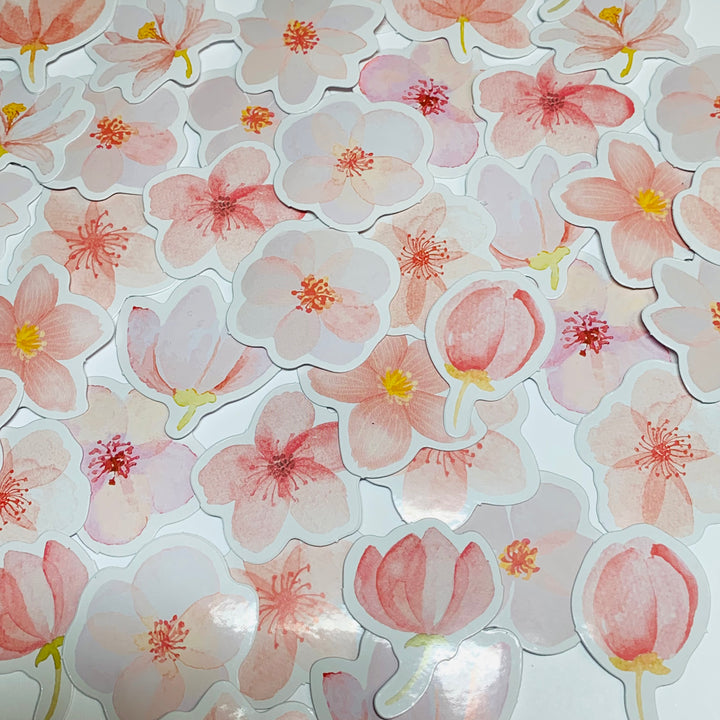 CHERRY BLOSSOM FESTIVAL Peelable Stickers  ~ 45 Pieces ~ Each Sticker is Approximately 38mm