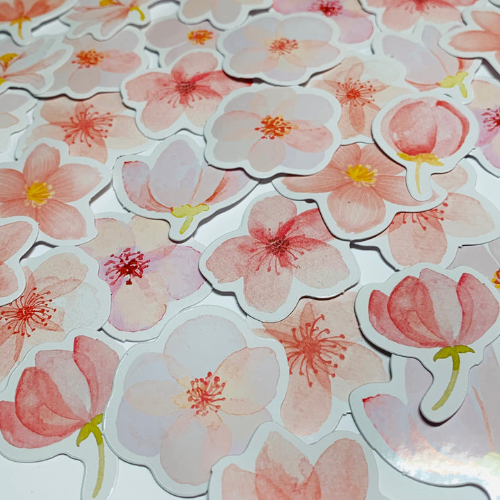 CHERRY BLOSSOM FESTIVAL Peelable Stickers  ~ 45 Pieces ~ Each Sticker is Approximately 38mm