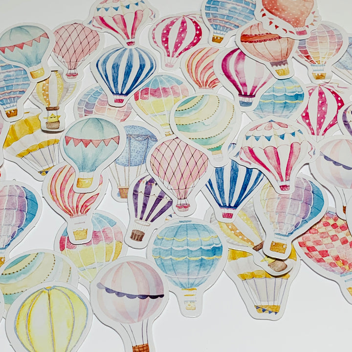 HOT AIR BALLOONS Peelable Stickers  ~ 46 Pieces ~ Each Sticker is Approximately 38mm