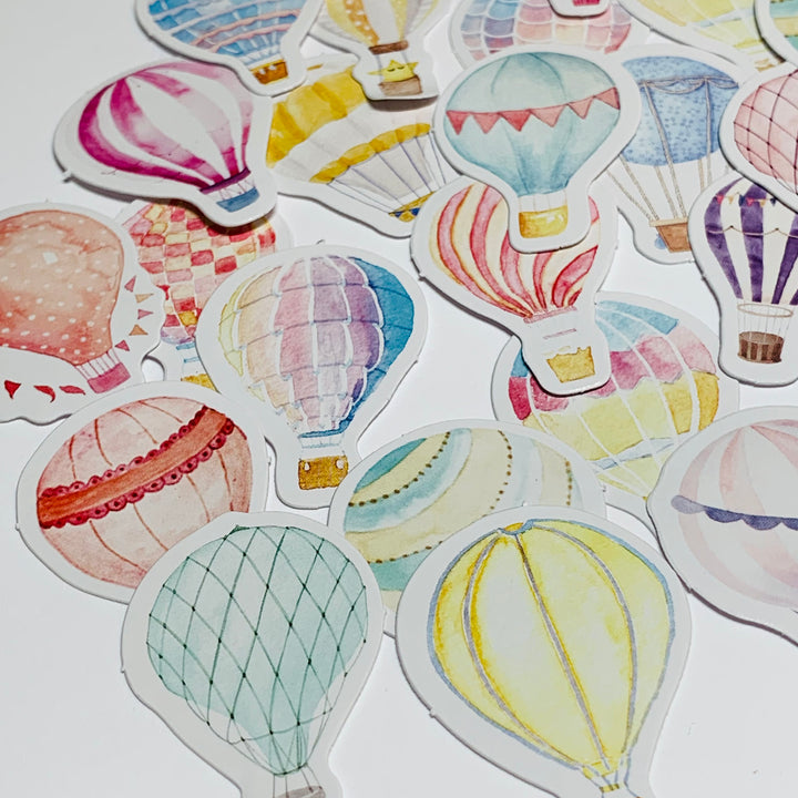 HOT AIR BALLOONS Peelable Stickers  ~ 46 Pieces ~ Each Sticker is Approximately 38mm