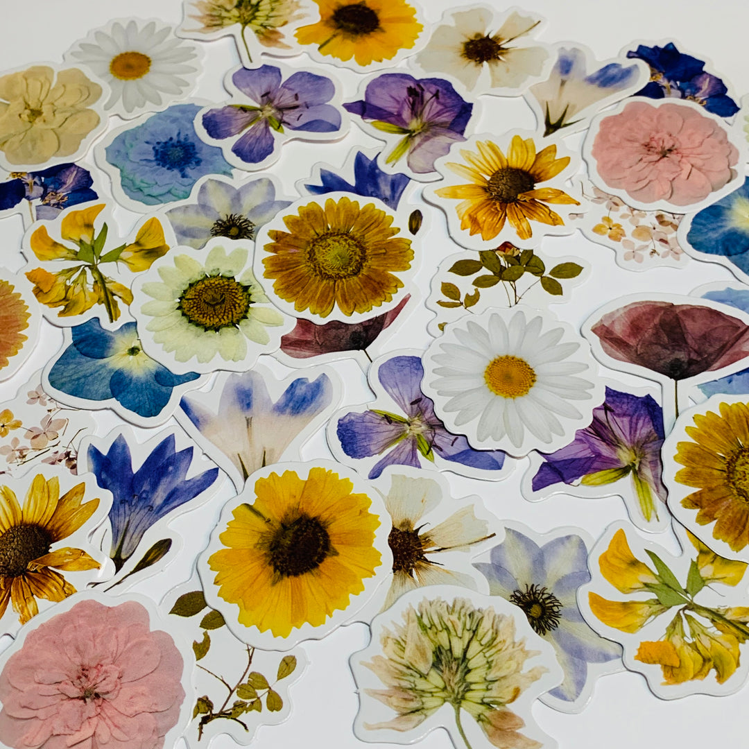 WILDFLOWER FIELD & GARDEN Peelable Stickers  ~ 46 Pieces ~ Each Sticker is Approximately 38mm