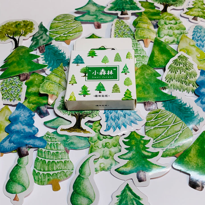 SMALL PINE FOREST Peelable Stickers  ~ 46 Pieces ~ Each Sticker is Approximately 38mm