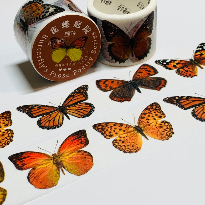 ELEGANT BUTTERFLIES In ORANGE And Brown Washi Tape ~ 1 Roll ~ 30mm x 2m (7 Feet)