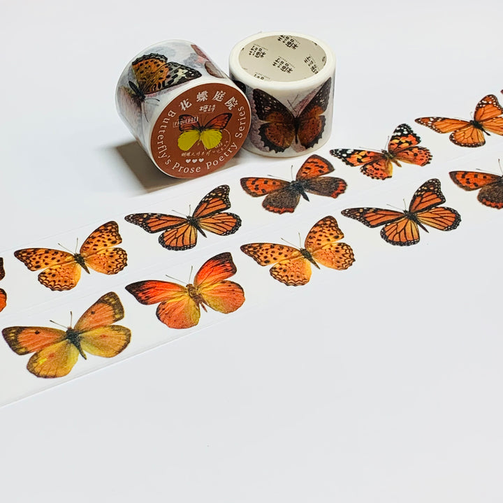 ELEGANT BUTTERFLIES In ORANGE And Brown Washi Tape ~ 1 Roll ~ 30mm x 2m (7 Feet)