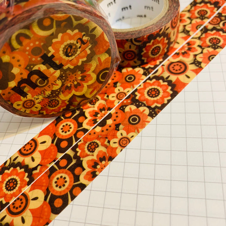 FLOWER POWER MT Autumn Floral Washi Tape - 1 Roll - 15mm x 7m (23 Feet)