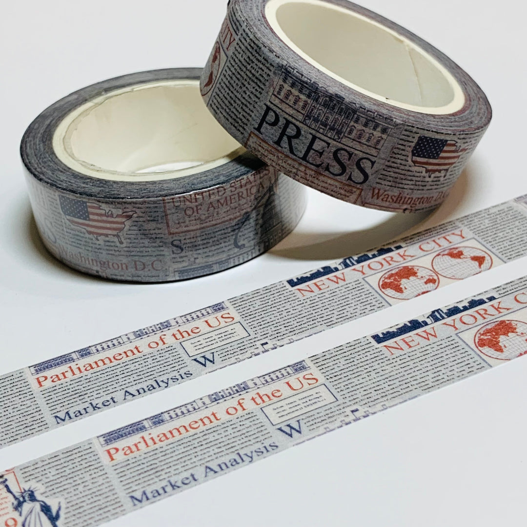 USA NEWSWORTHY REPORTS Washi Tape ~ 1 Roll ~ 15mm x 10m (33 Feet)