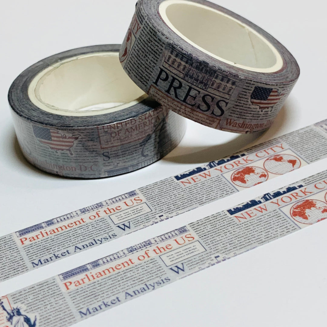 USA NEWSWORTHY REPORTS Washi Tape ~ 1 Roll ~ 15mm x 10m (33 Feet)