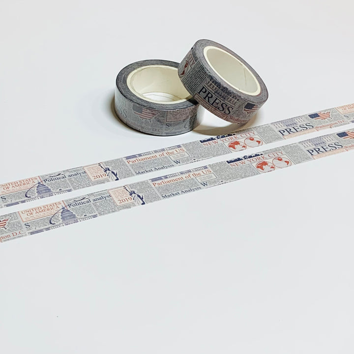 USA NEWSWORTHY REPORTS Washi Tape ~ 1 Roll ~ 15mm x 10m (33 Feet)