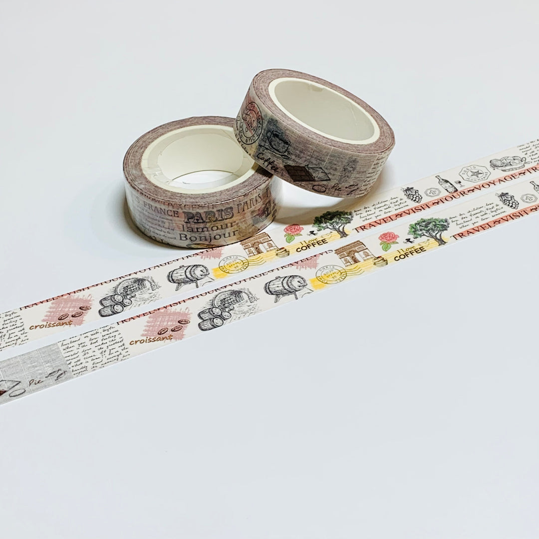 PARIS TRAVEL NOTEBOOK Journal Entries Washi Tape  ~ 1 Roll ~ 15mm x 10m (33 Feet)