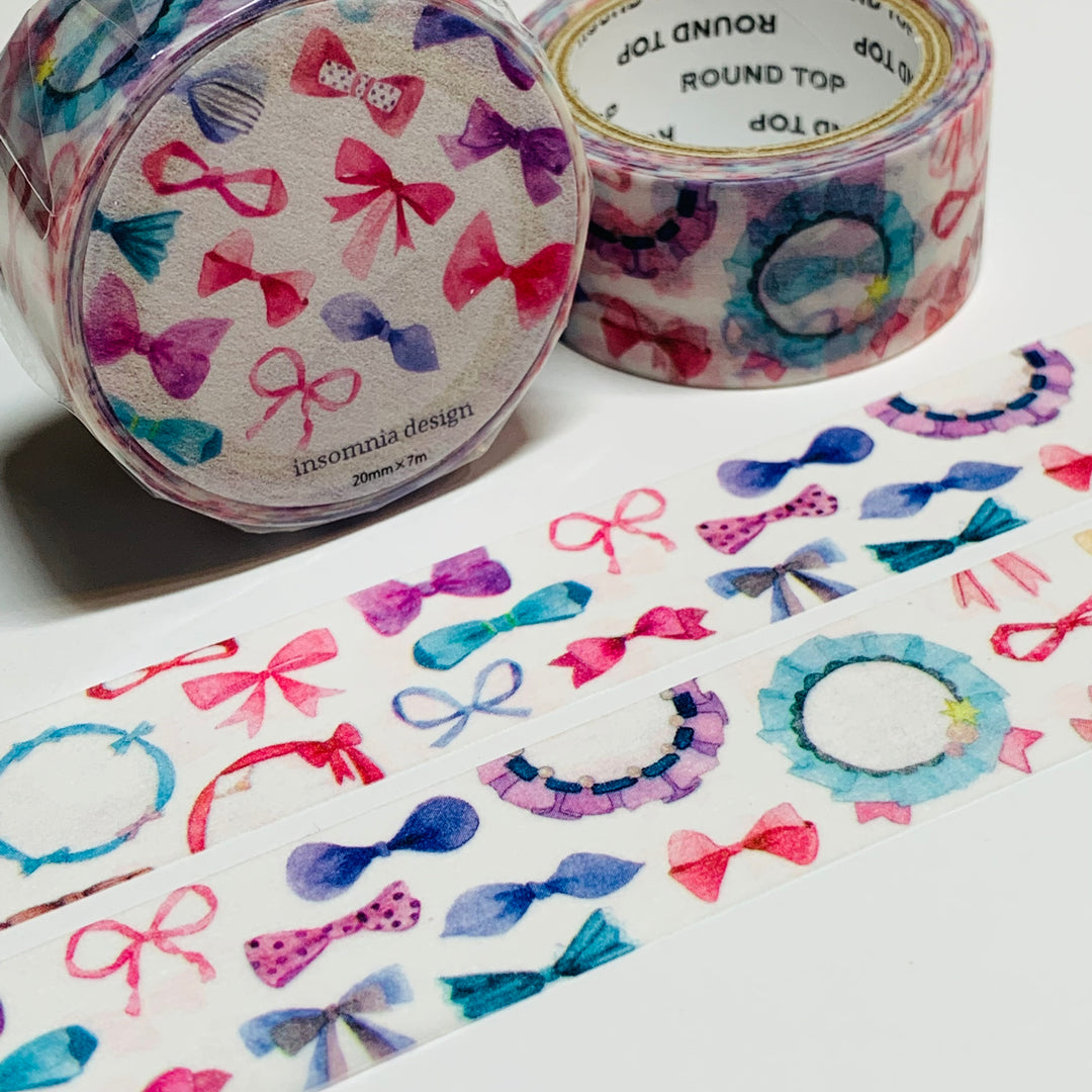 RIBBONS & BOWS HAIR Pretties by Insomnia Designs Washi Tape ~ 1 Roll ~ 20mm x 7m (23 Feet)