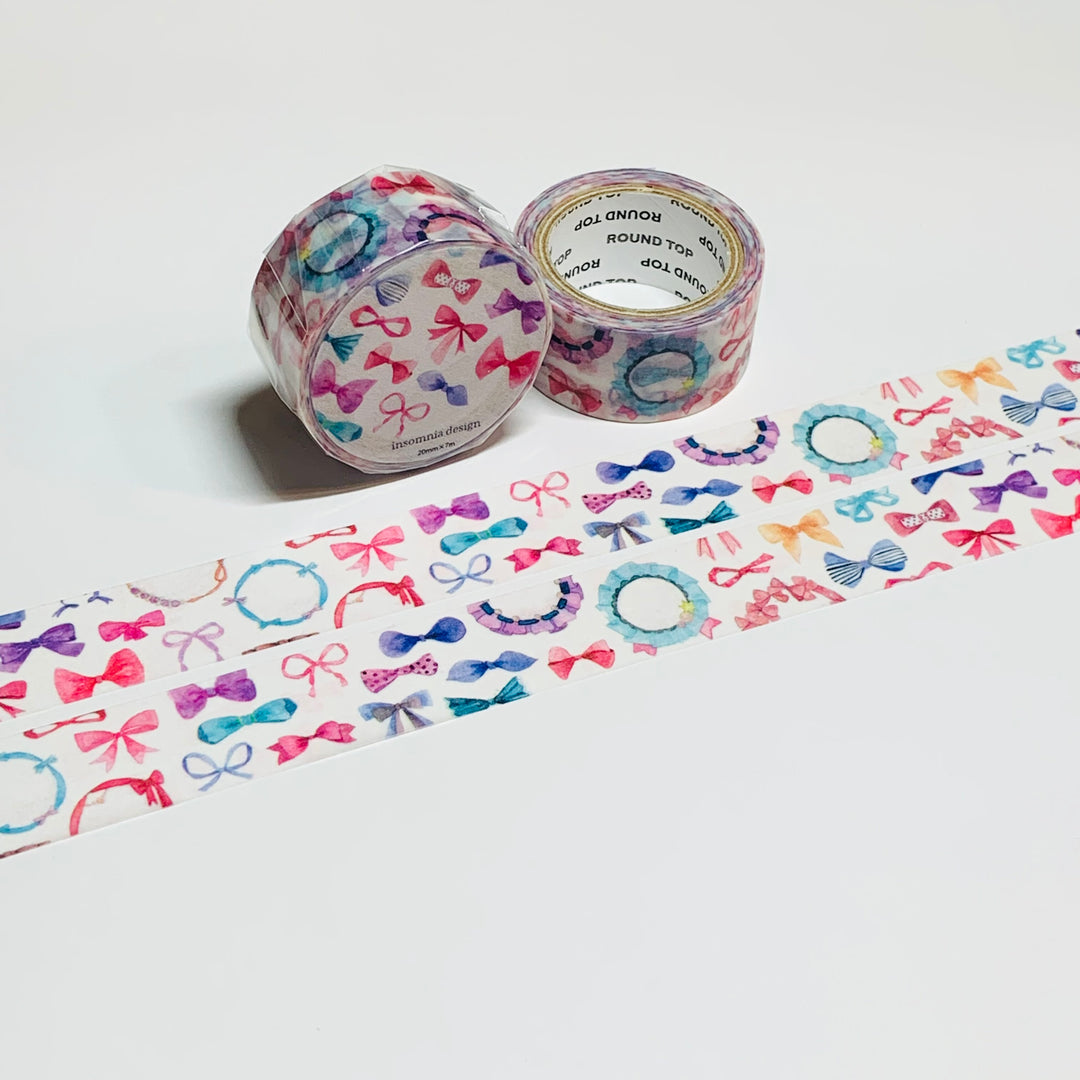 RIBBONS & BOWS HAIR Pretties by Insomnia Designs Washi Tape ~ 1 Roll ~ 20mm x 7m (23 Feet)