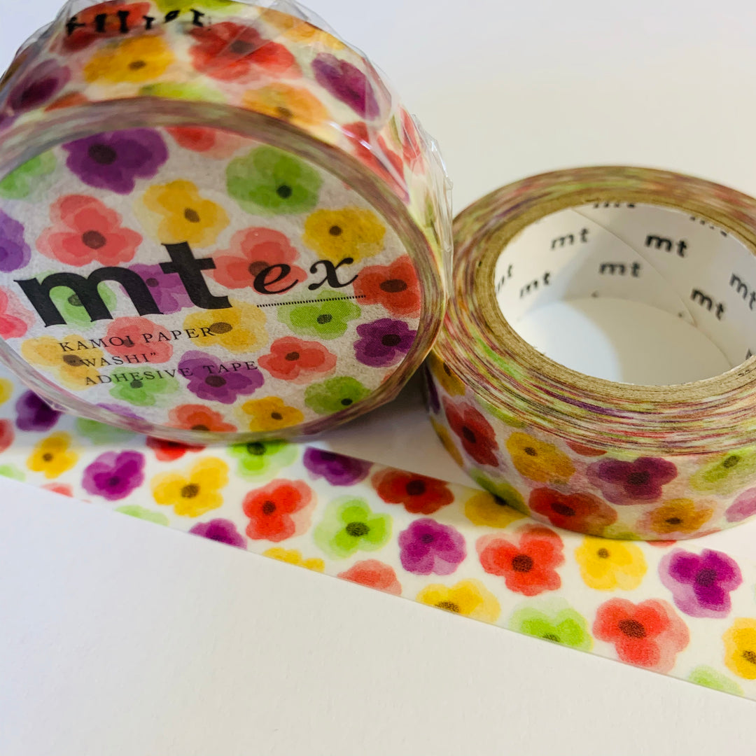 PANSY RAINBOW BOUQUET Mt Washi Tape - 1 Roll - 15mm x 10m (33 Feet)