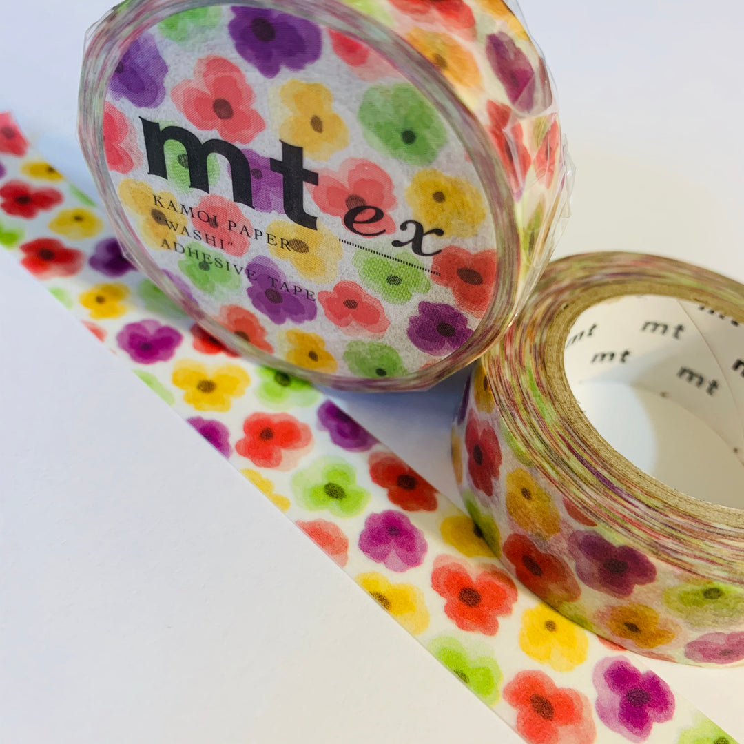 PANSY RAINBOW BOUQUET Mt Washi Tape - 1 Roll - 15mm x 10m (33 Feet)