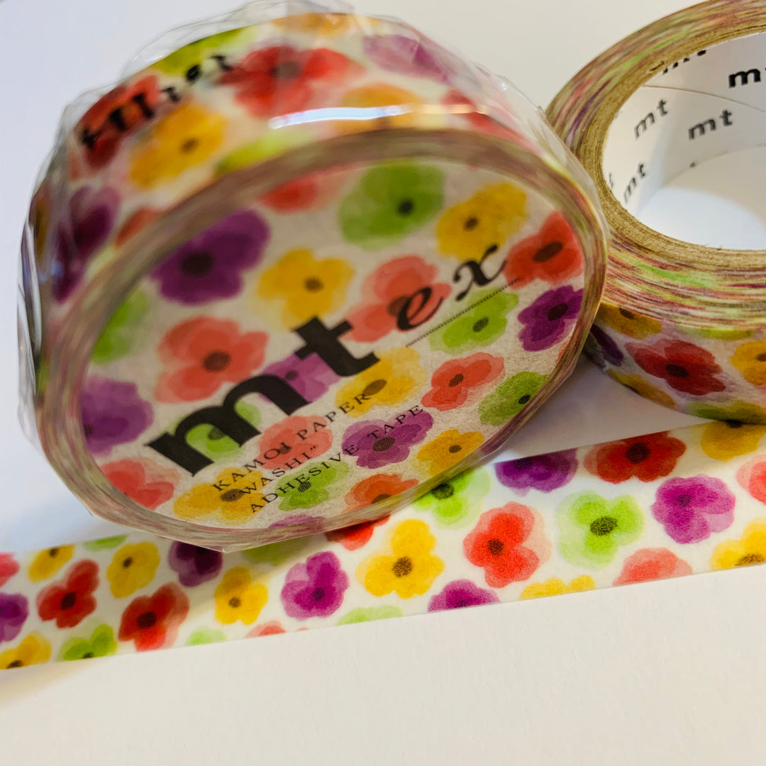 PANSY RAINBOW BOUQUET Mt Washi Tape - 1 Roll - 15mm x 10m (33 Feet)