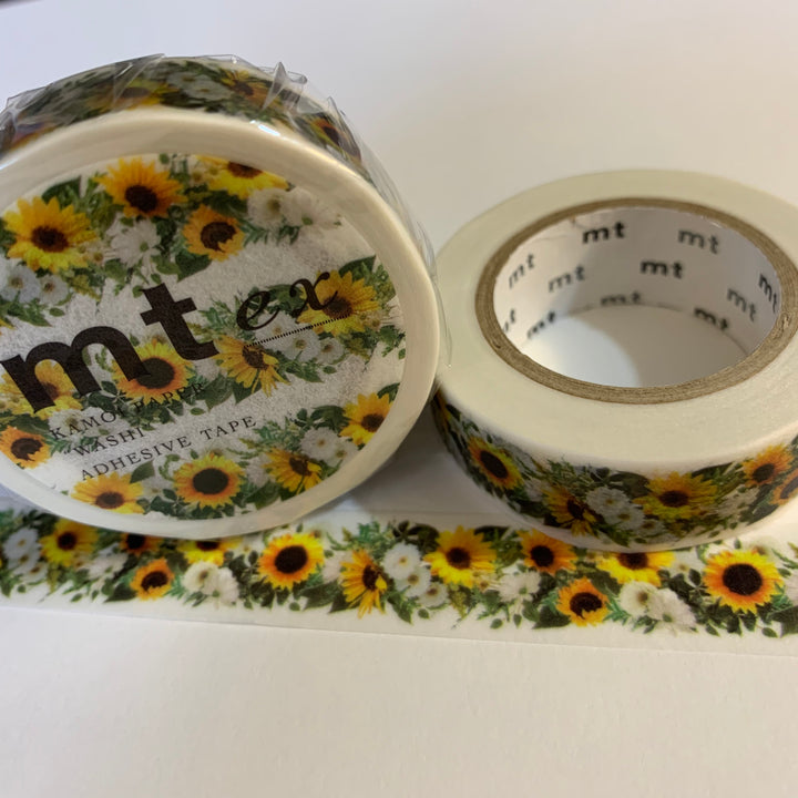 SUNFLOWER GARLAND MT Autumn Floral Washi Tape - 1 Roll  - 15mm x 10m (33 Feet)