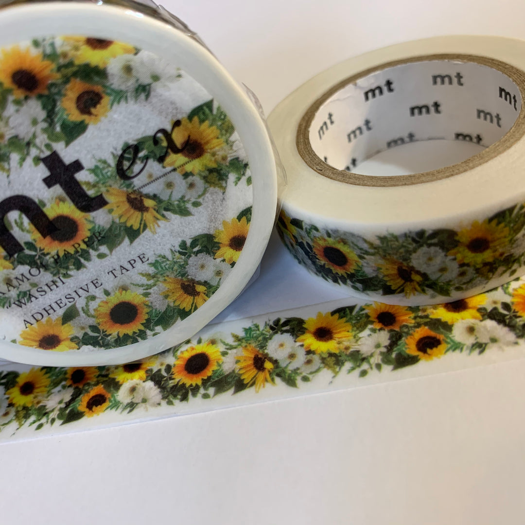 SUNFLOWER GARLAND MT Autumn Floral Washi Tape - 1 Roll  - 15mm x 10m (33 Feet)