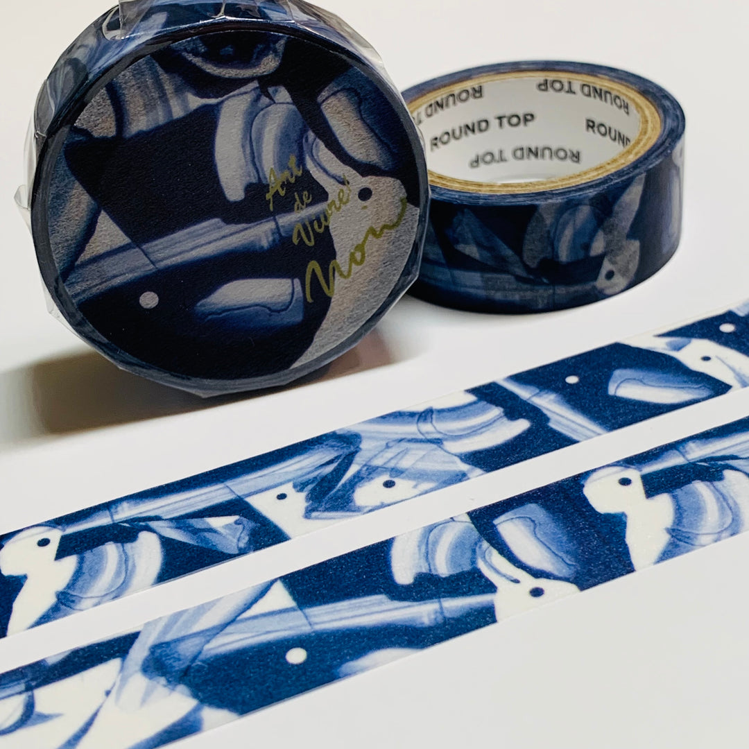 MONOCHROMATIC PELICANS And WHALES by A Noir Washi Tape ~ 1 Roll ~ 15mm x 7m (23 Feet)