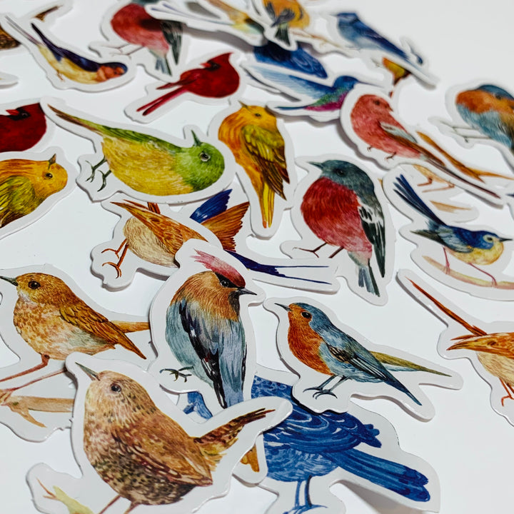 FLOCK OF BIRDS Peelable Stickers  ~ 46 Pieces ~ Each Sticker is Approximately 38mm