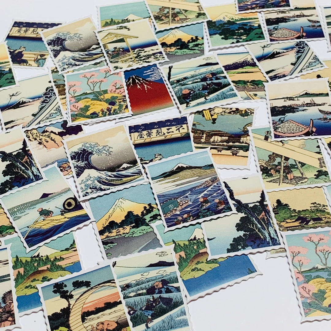 SCENIC ROAD TRIP Peelable Stickers  ~ 46 Pieces ~ Each Sticker is 40mm x 40mm