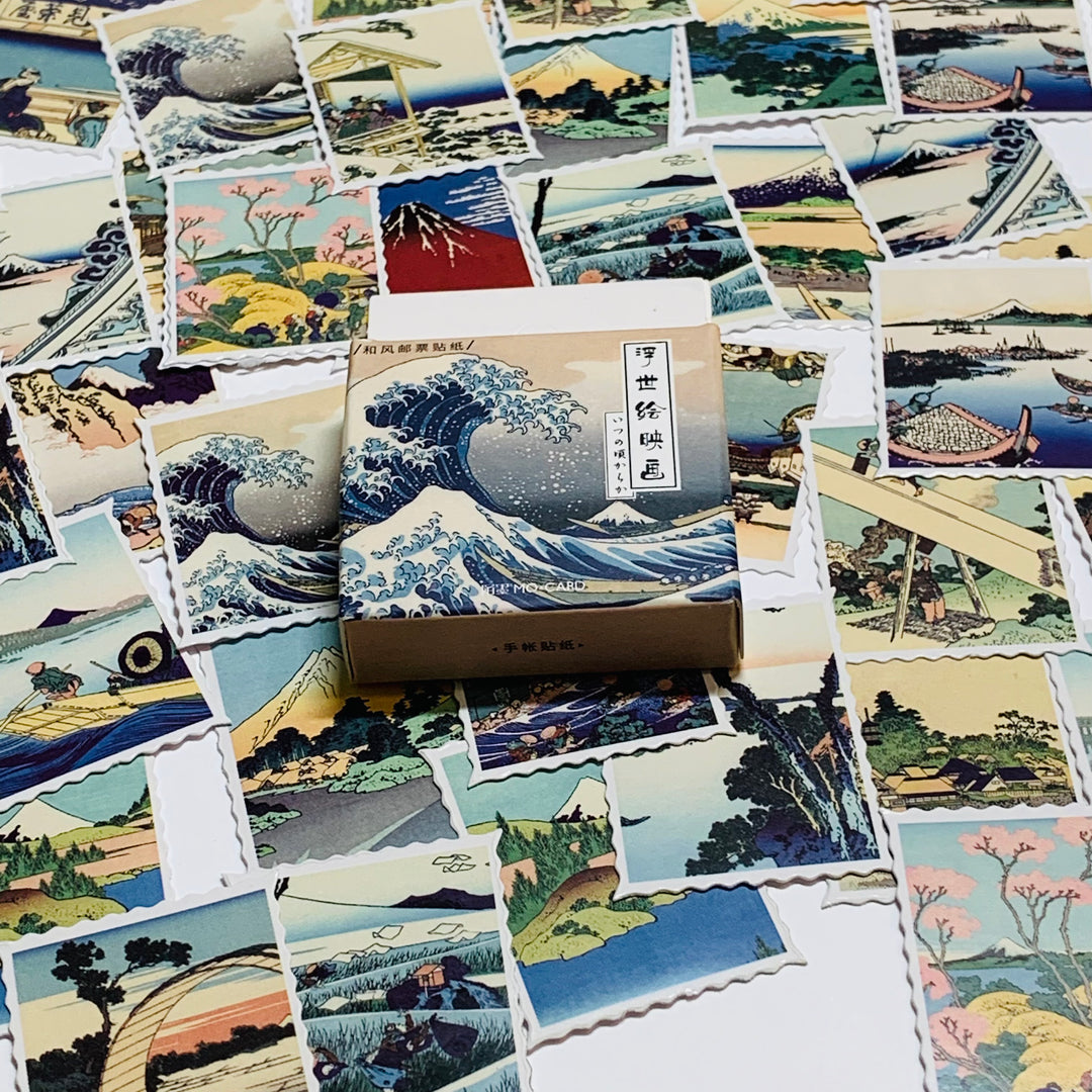 SCENIC ROAD TRIP Peelable Stickers  ~ 46 Pieces ~ Each Sticker is 40mm x 40mm