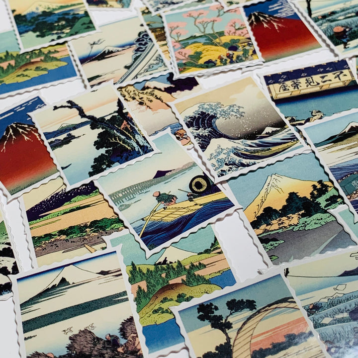 SCENIC ROAD TRIP Peelable Stickers  ~ 46 Pieces ~ Each Sticker is 40mm x 40mm