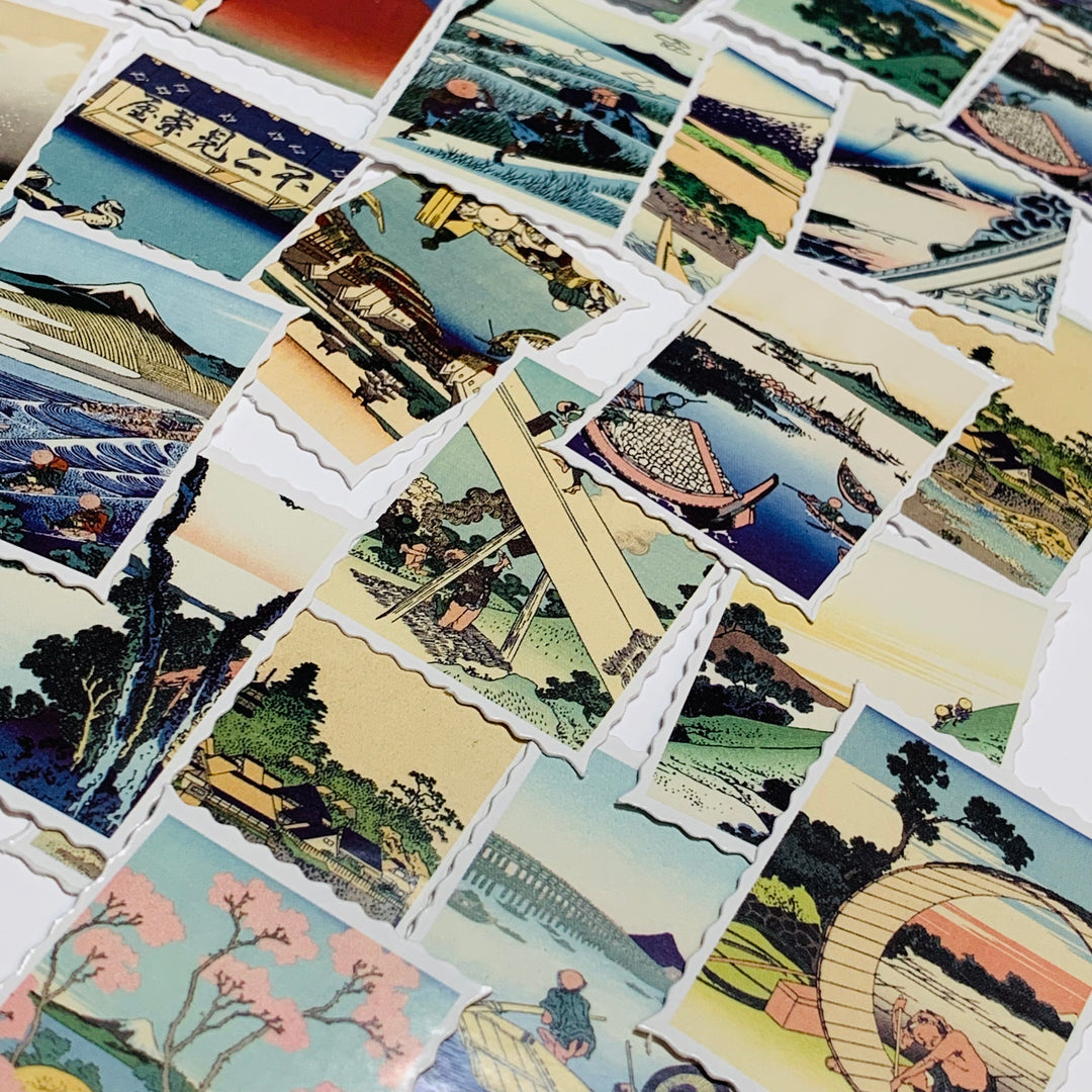 SCENIC ROAD TRIP Peelable Stickers  ~ 46 Pieces ~ Each Sticker is 40mm x 40mm