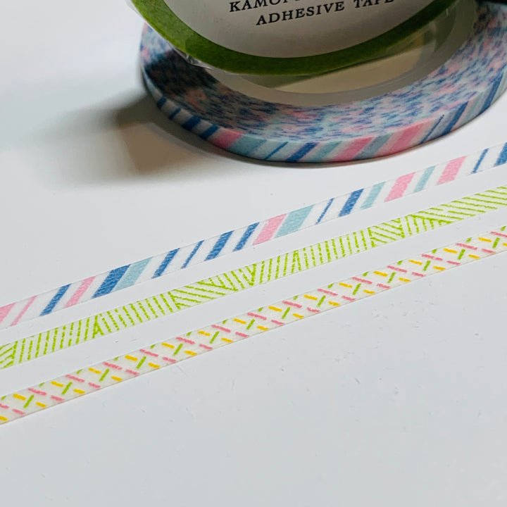 SLIM SPRING PASTELS Mt Washi Tape ~ 3 Rolls ~ 3mm x 10m (33 Feet) Each Roll