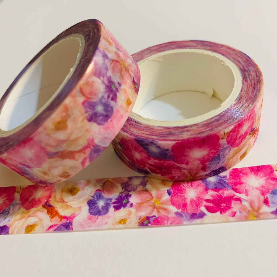 MORNING GLORIES SHIMMER Washi Tape ~ 1 Roll ~ 15mm x 5m (16 Feet)