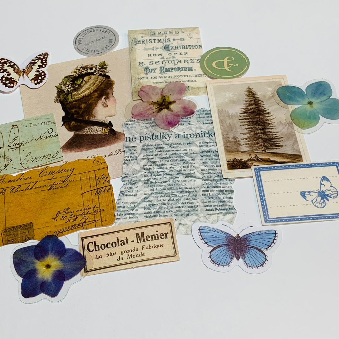 ROMANCE EPHEMERA PAPERS & Stickers Pack ~ 15 Pieces