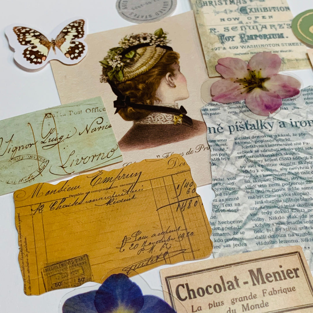 ROMANCE EPHEMERA PAPERS & Stickers Pack ~ 15 Pieces