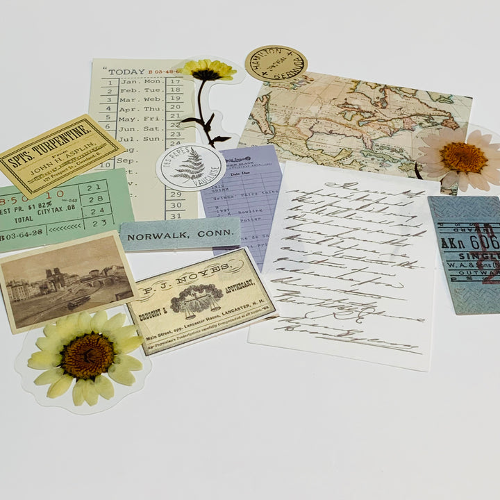 WORLD TRAVELER EPHEMERA Papers & Stickers Pack ~ 15 Pieces