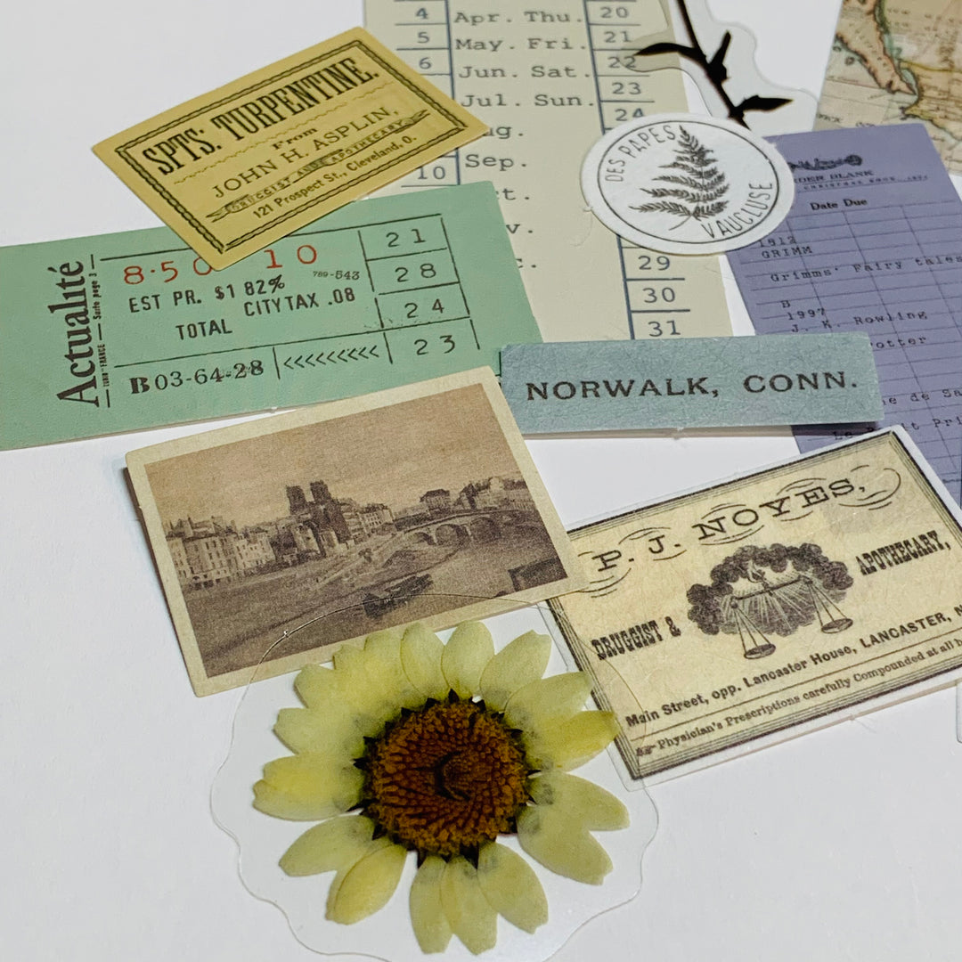 WORLD TRAVELER EPHEMERA Papers & Stickers Pack ~ 15 Pieces