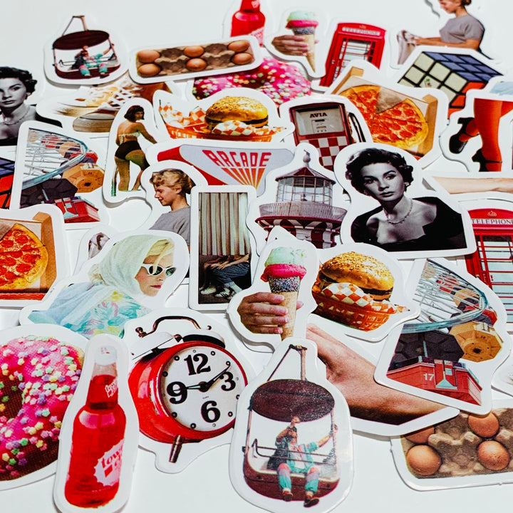 POP CULTURE MEMORIES Peelable Stickers  ~ 46 Pieces ~ Each Sticker is 38mm x 38mm